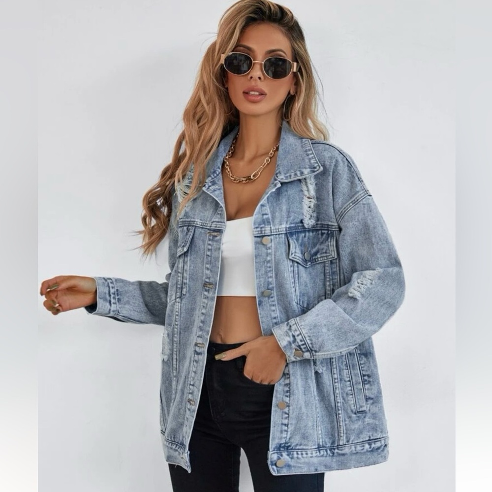 SHEIN Blue Denim Jacket for Women size medium